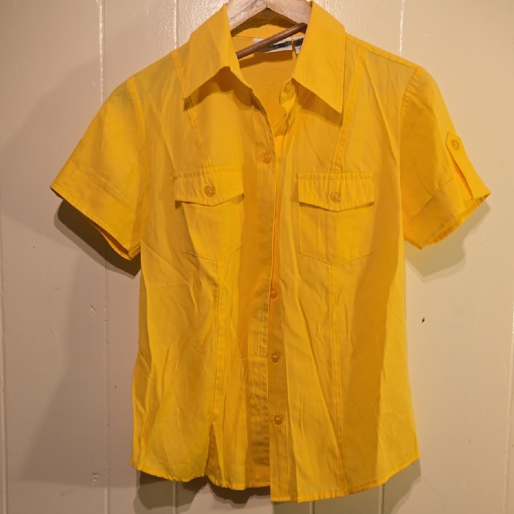 Vintage Joanna Sunny Yellow Women's Button Down Shirt